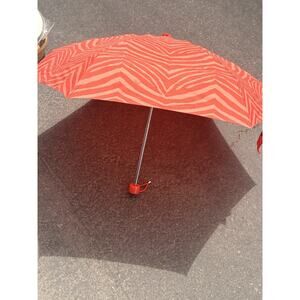 Y2K COACH Umbrella Pink Orange Signature push button fold up